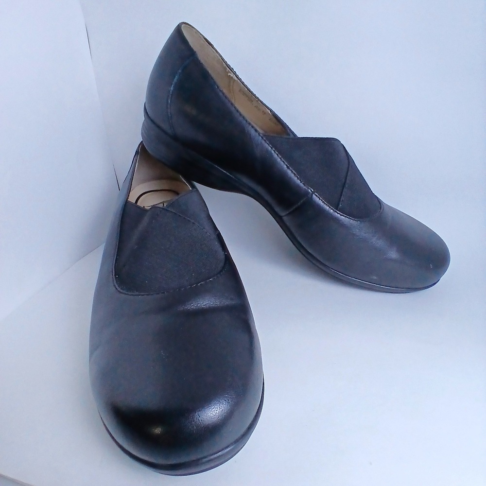 Dansko Black Leather Slip On Elastic Vamp Professional Flats Shoes Size 40